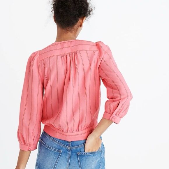 Madewell Wrap Top in Cecelia Stripe NWT - Picture 2 of 12